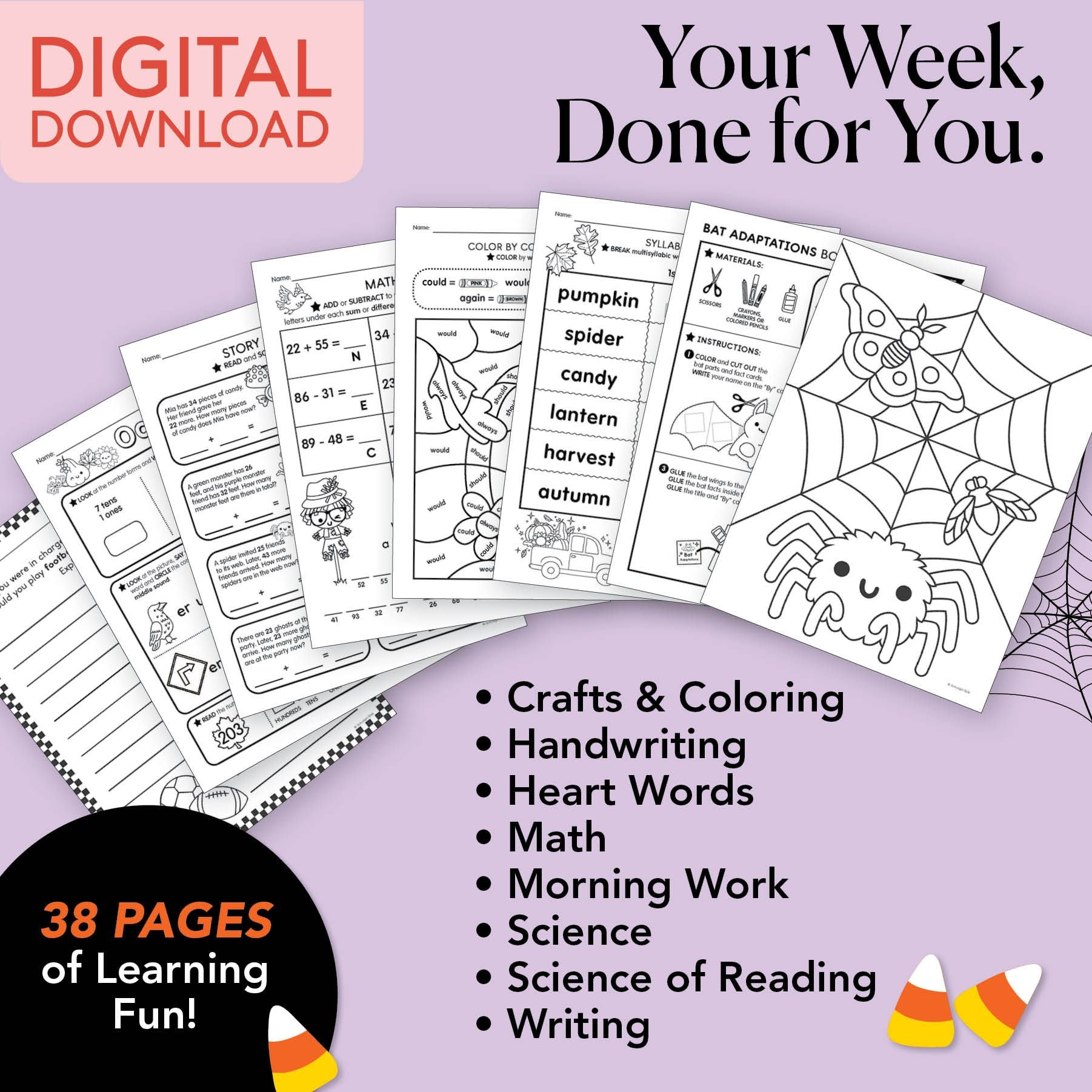 Printable Second Grade October Week 4 Resources
