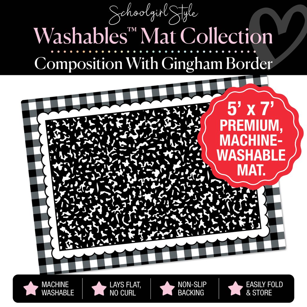 Composition Background with Black and White Border Classroom Mat by Schoolgirl Style