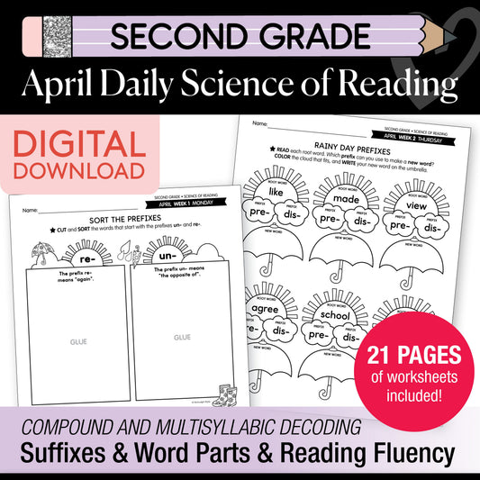 Printable Second Grade April Daily Science of Reading