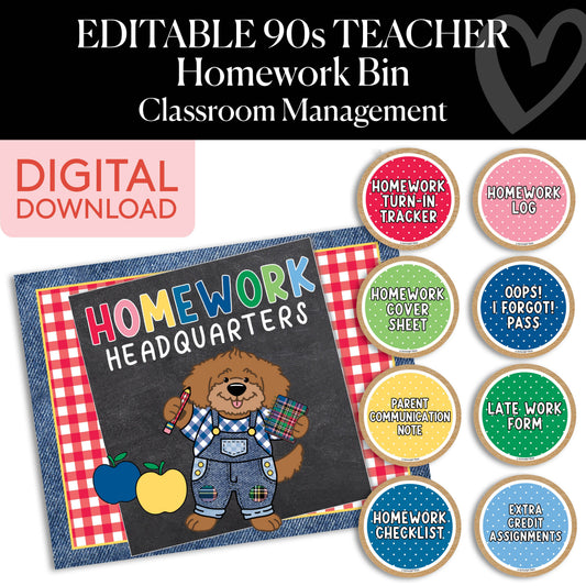 Printable Homework Headquarters | 90s Teacher