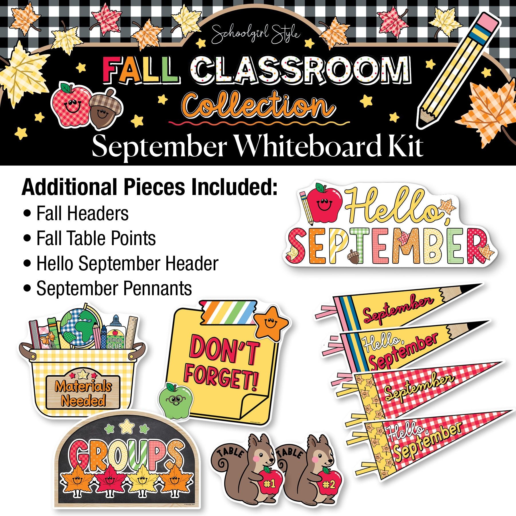Printable Fall September Whiteboard Kit | 90s Teacher