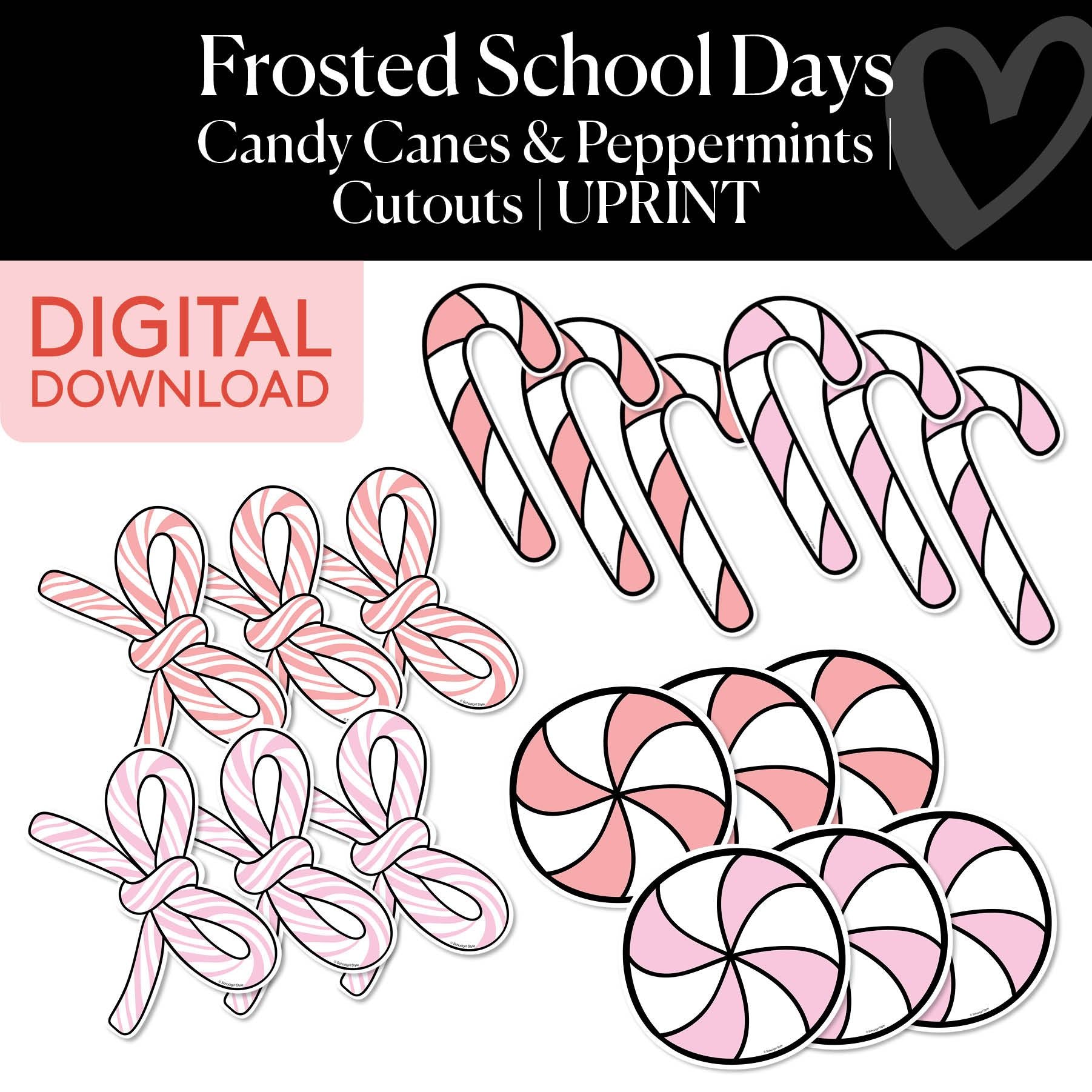 Printable Christmas Candy Canes and Peppermints Cutouts | Frosted School Days