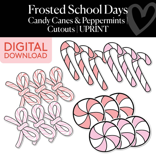 Printable Christmas Candy Canes and Peppermints Cutouts | Frosted School Days