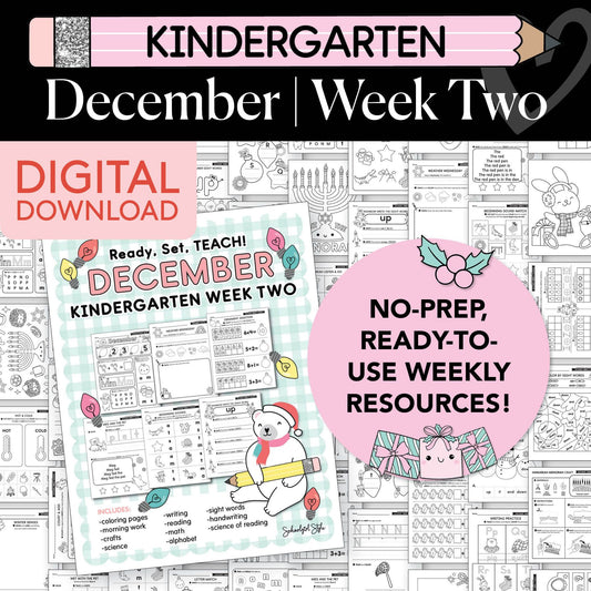 Printable Kindergarten December Week 2 Resources