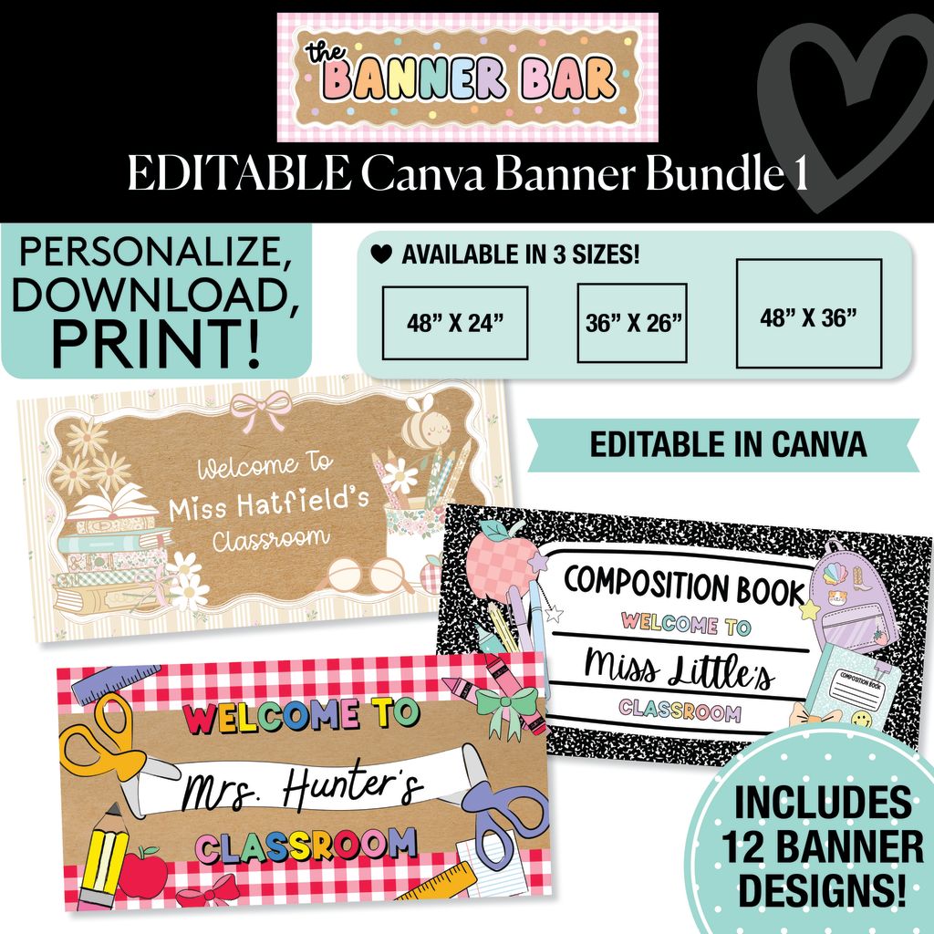 Personalized Editable Canva Kraft Style Banner Bundle 1