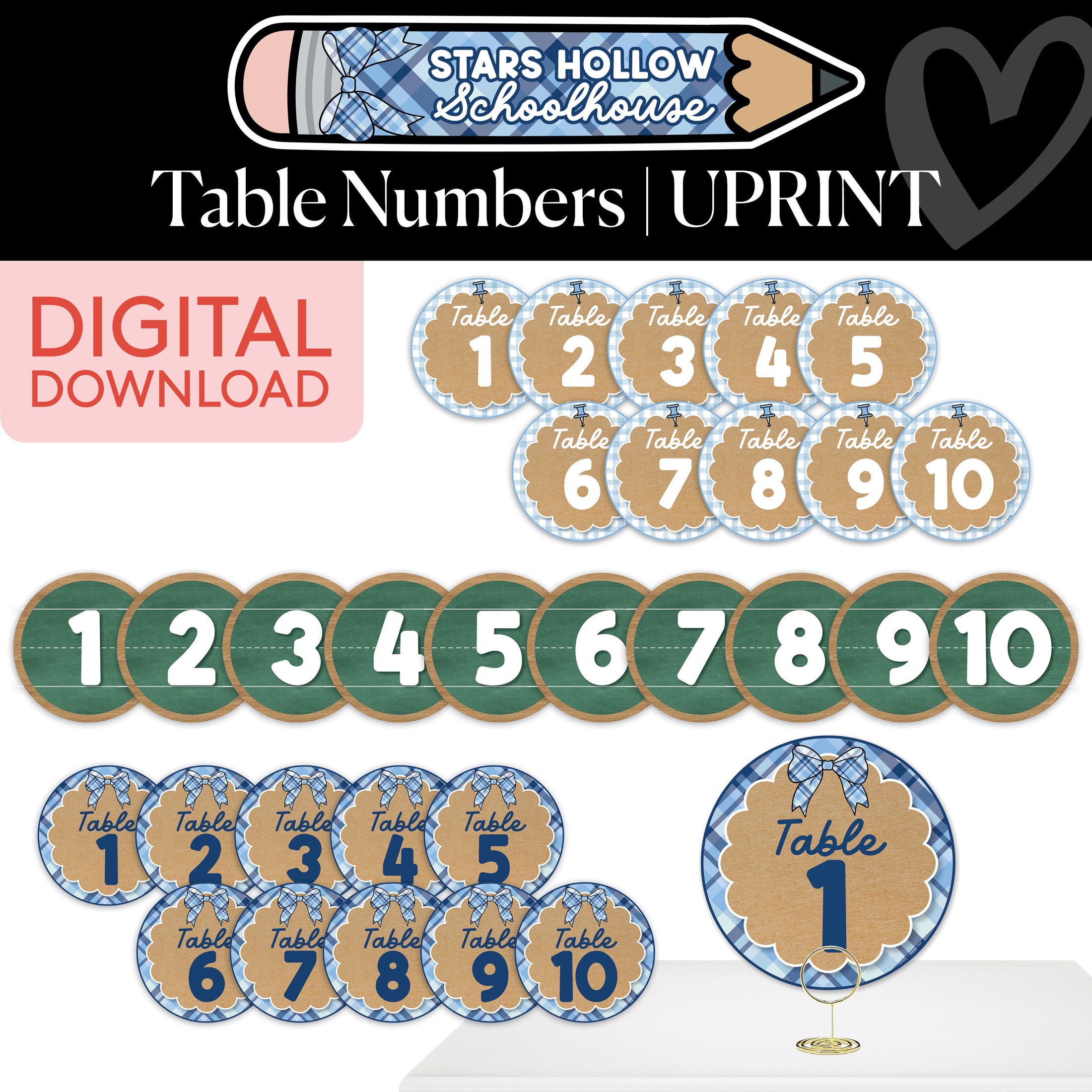 Printable Cozy Table Numbers | School in Stars Hollow