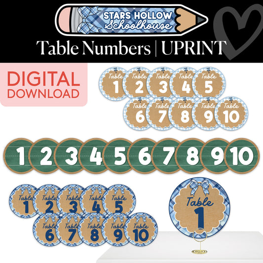 Printable Cozy Table Numbers | School in Stars Hollow