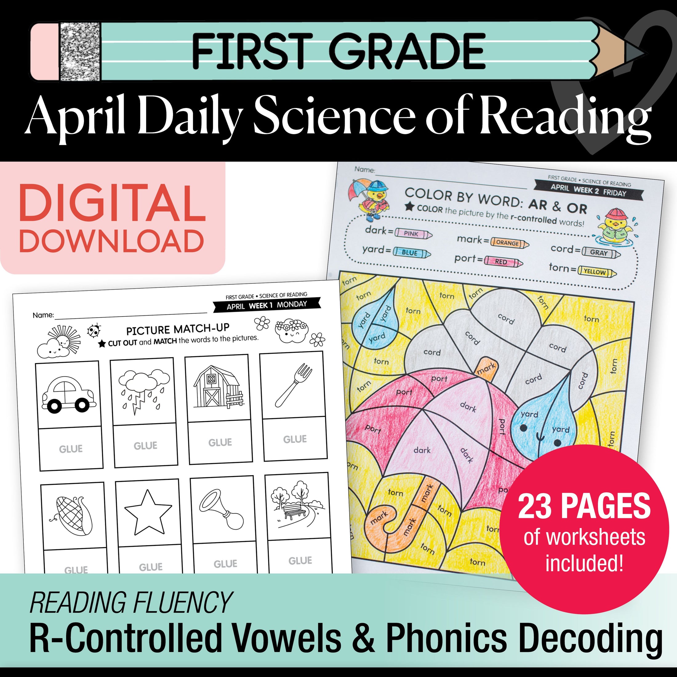 Printable First Grade April Daily Science of Reading