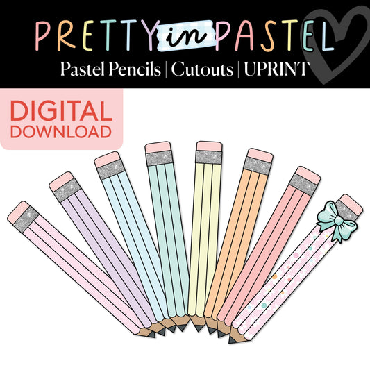 Printable Pastel Pencils Bulletin Board Cutout | Pretty in Pastel