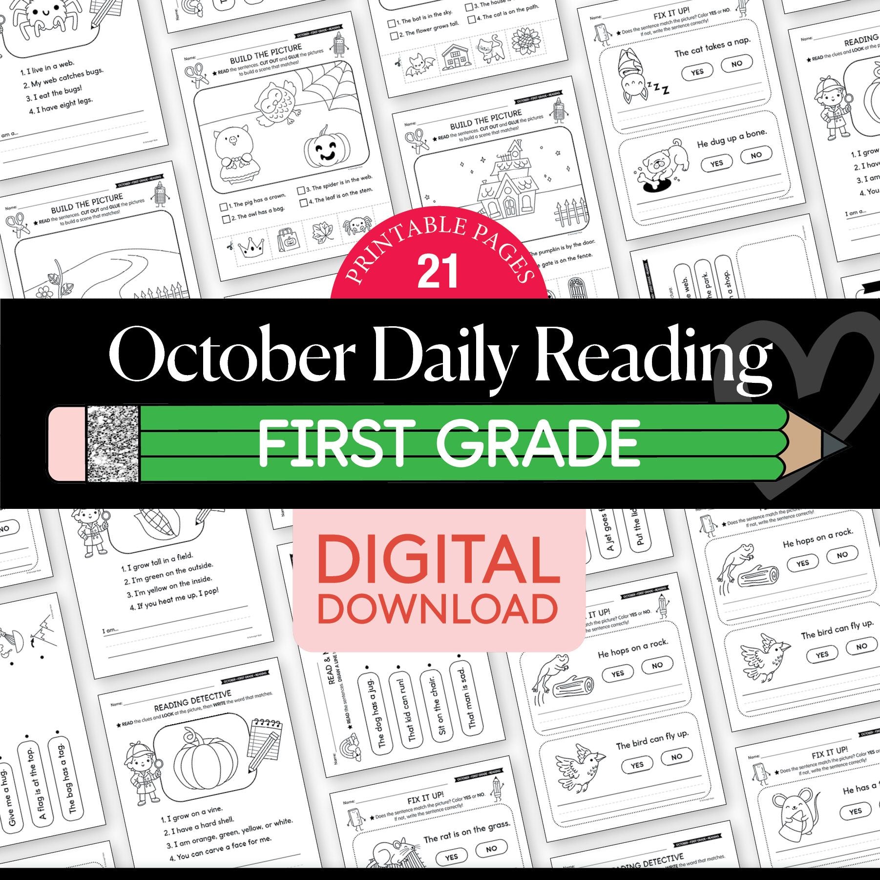 Printable First Grade October Daily Reading