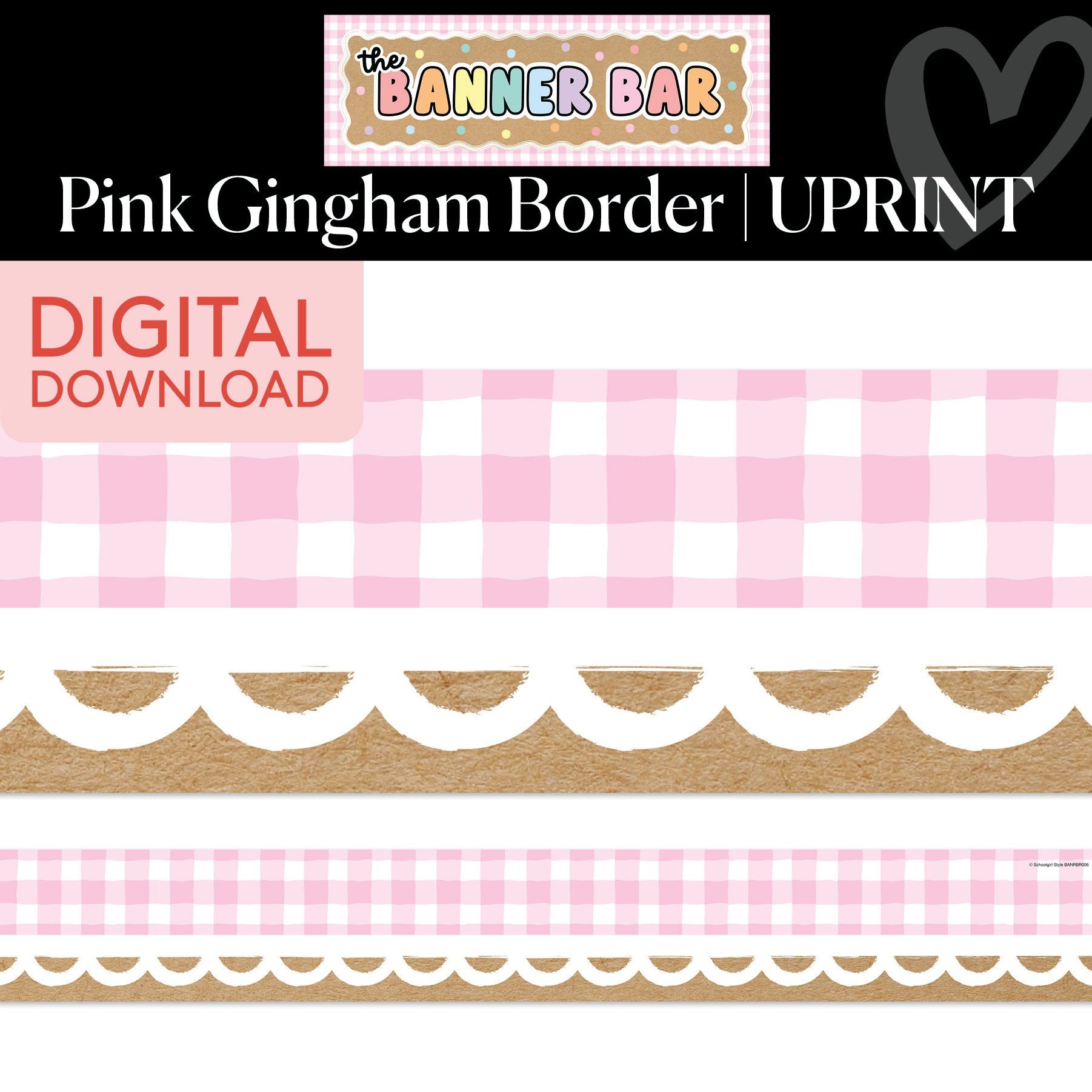 Printable Sweetest Pink Gingham Border
