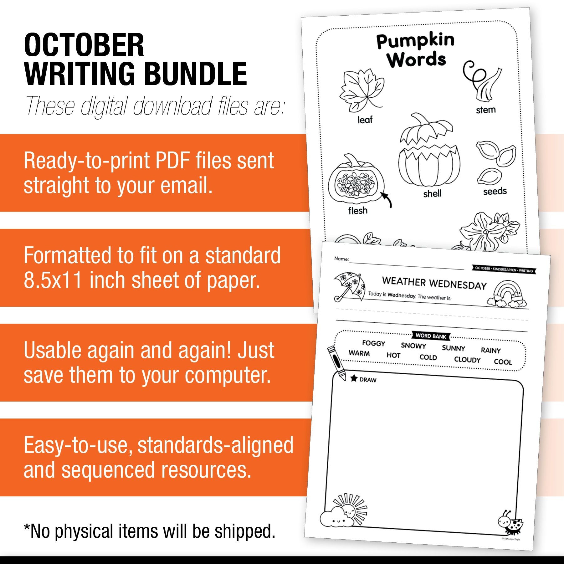 Printable Kindergarten October Writing Bundle