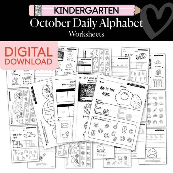 Printable Kindergarten October Daily Alphabet