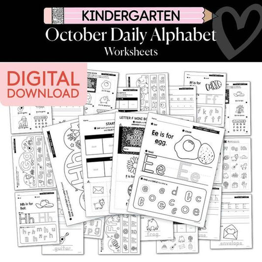 Printable Kindergarten October Daily Alphabet