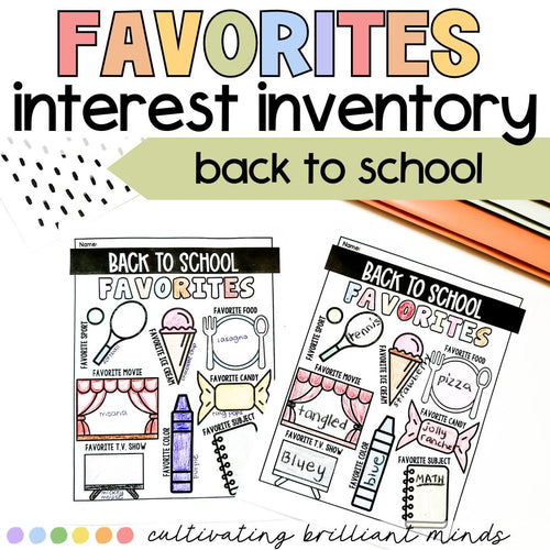 Back to School Favorites Survey | Student Survey | Interest Inventory