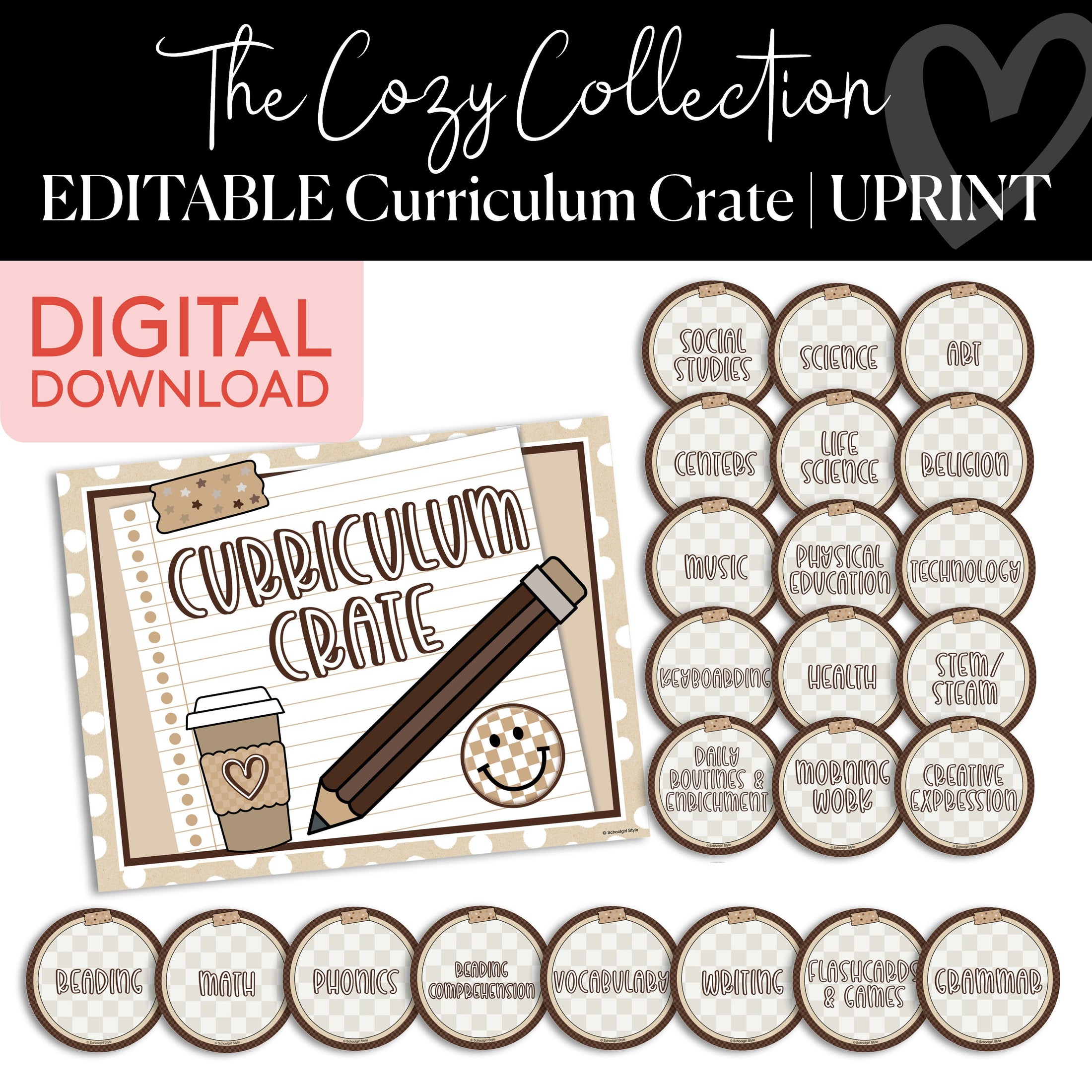 Printable Neutral Curriculum Crate | Cozy