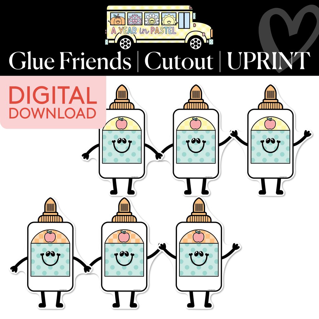 Printable Glue Bottle Friends Cutouts | A Year In Pastel