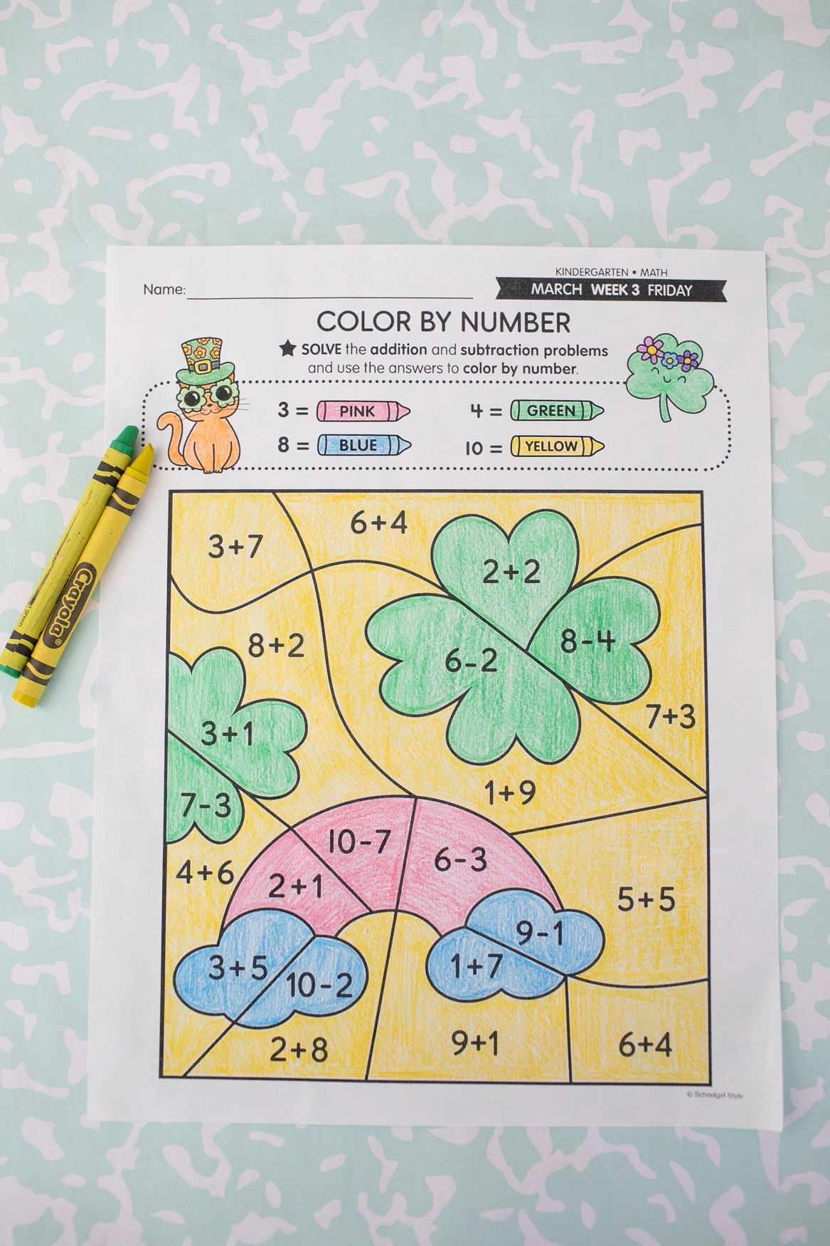 Printable Kindergarten March Daily Math