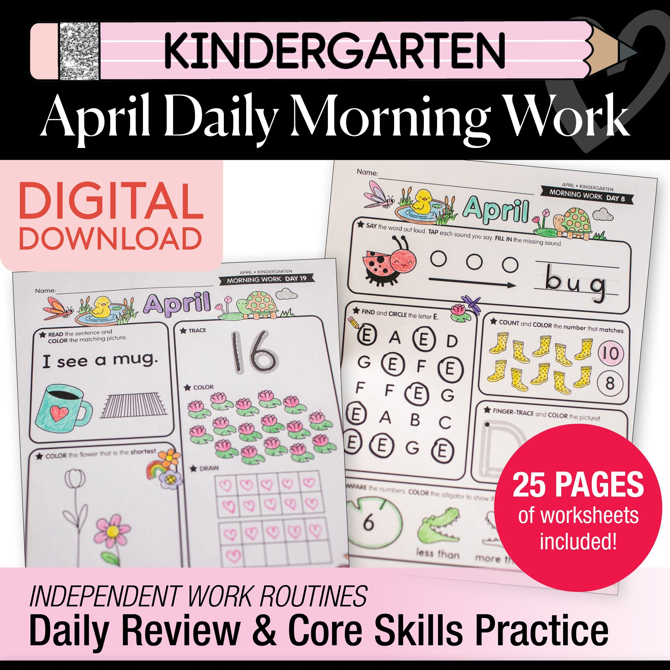 Printable Kindergarten April Daily Morning Work