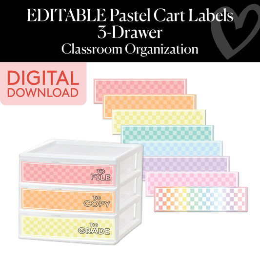 Printable Pastel Three-Drawer Organizer Labels