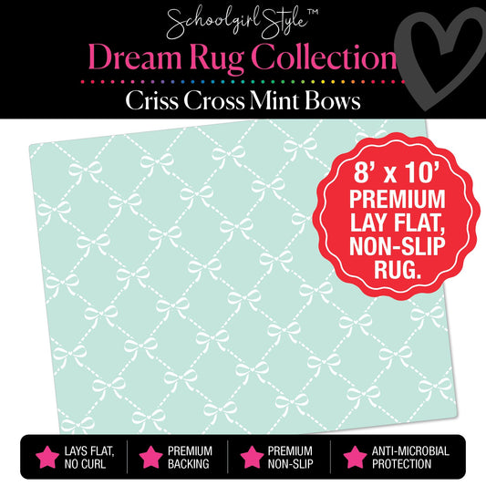Vertical Bows on Mint Classroom Rug by Schoolgirl Style