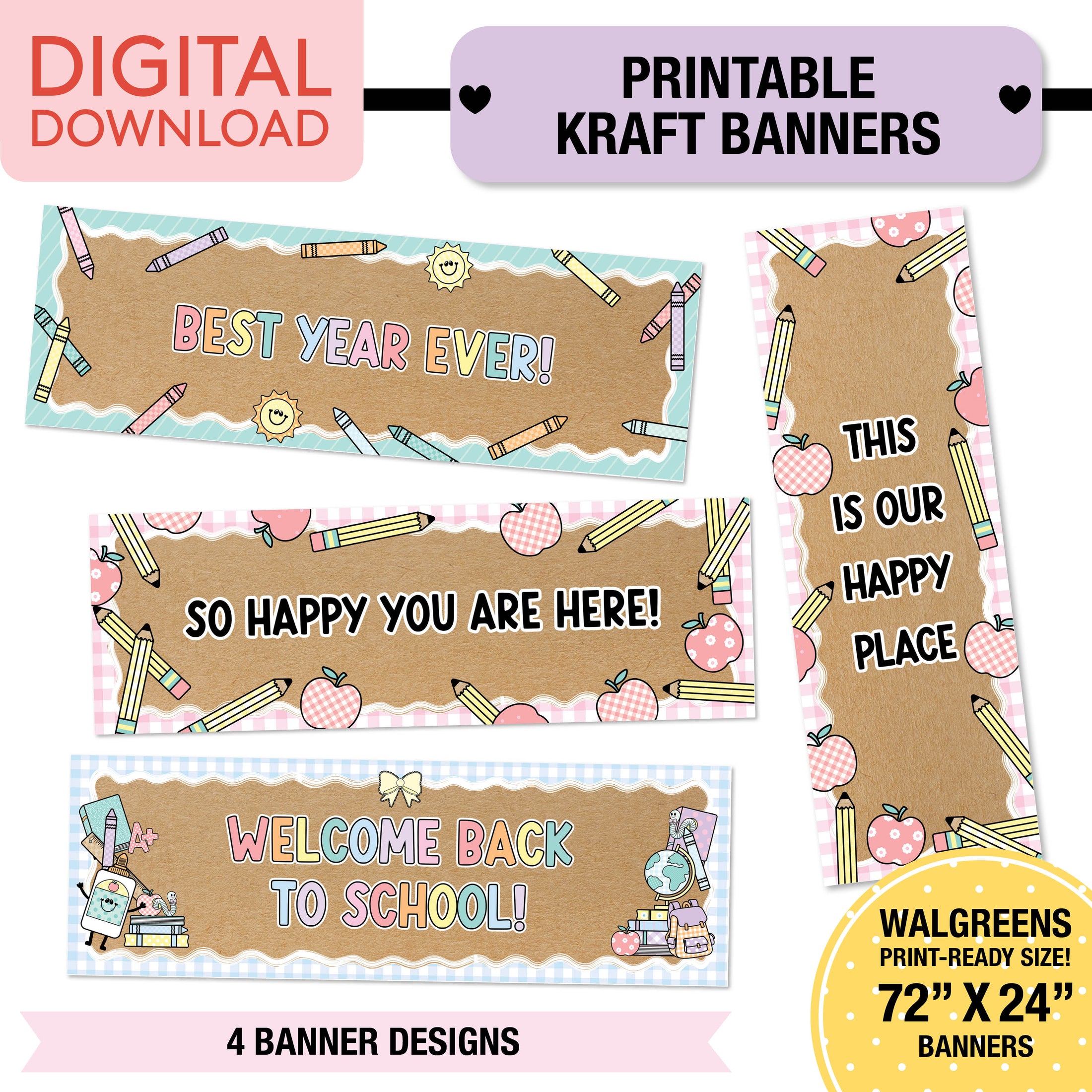 No Prep No Cut Classroom Decor Bundle | A Year In Pastel