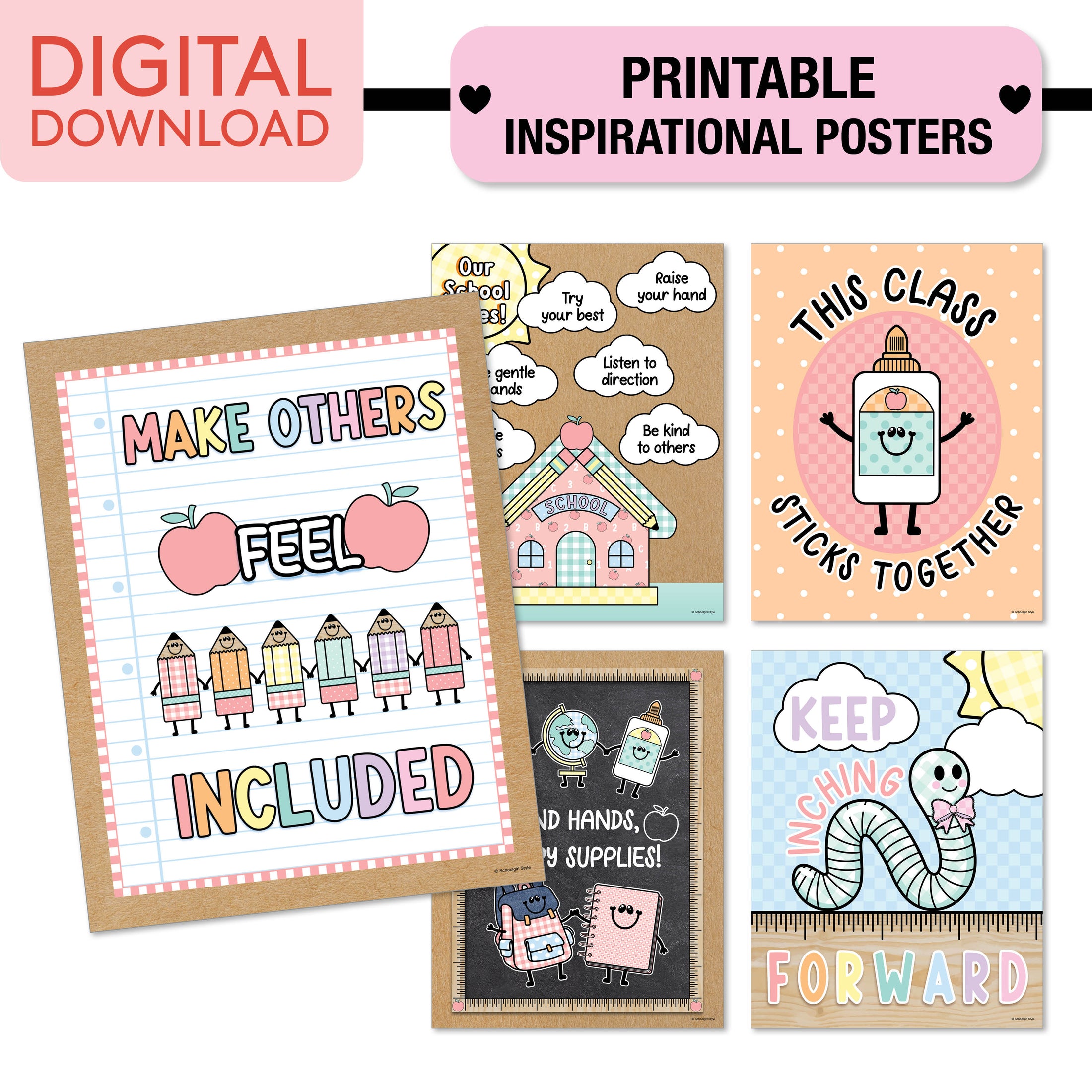 No Prep No Cut Classroom Decor Bundle | A Year In Pastel