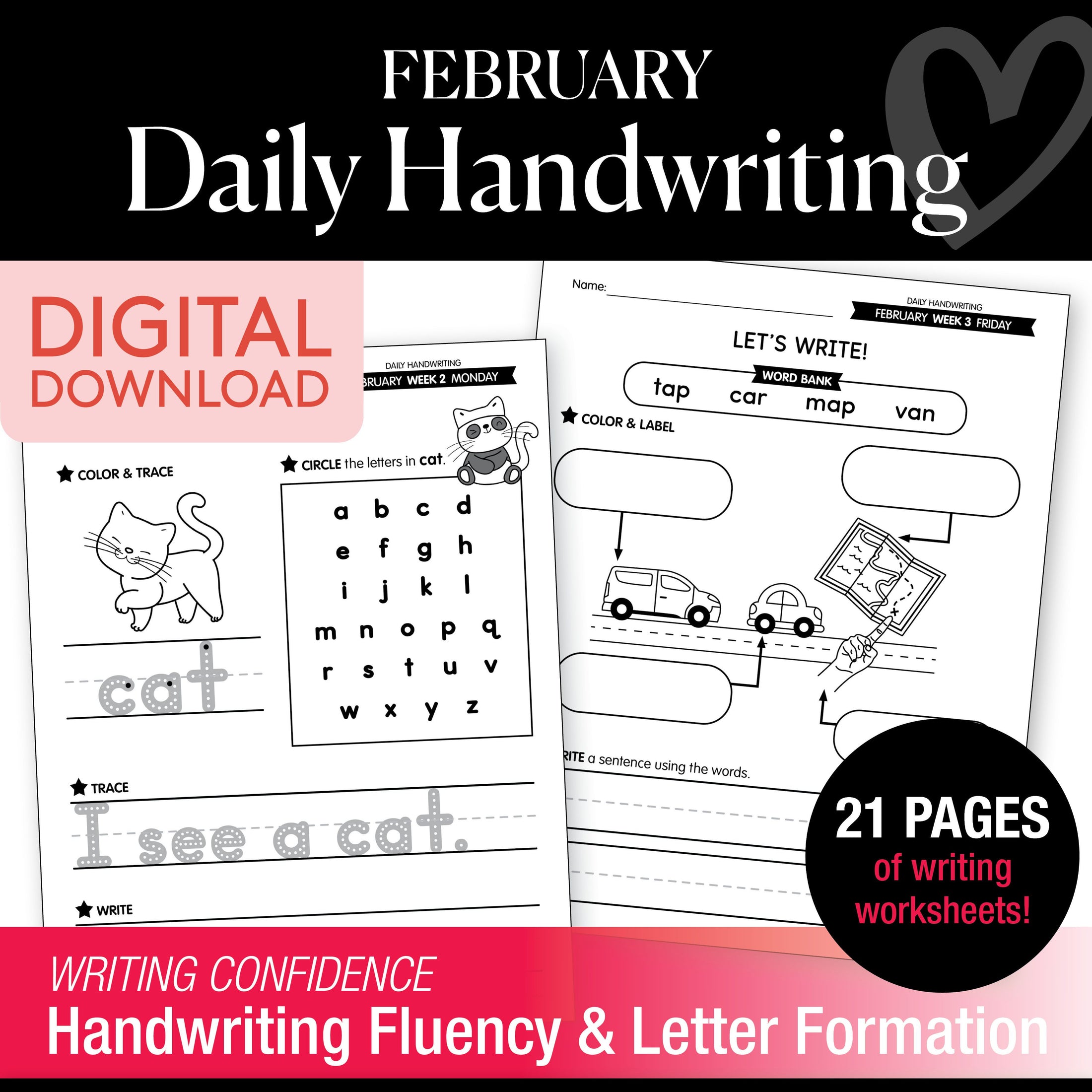 Printable February Daily Handwriting