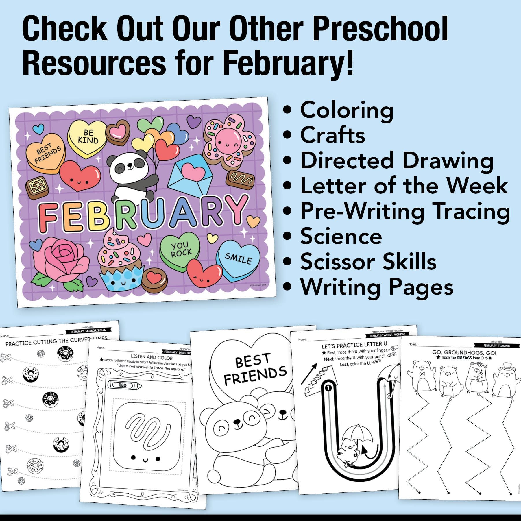 Printable Preschool February Daily Math