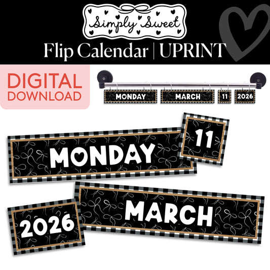 Printable Classic Black and White Flip Calendar | Simply Sweet