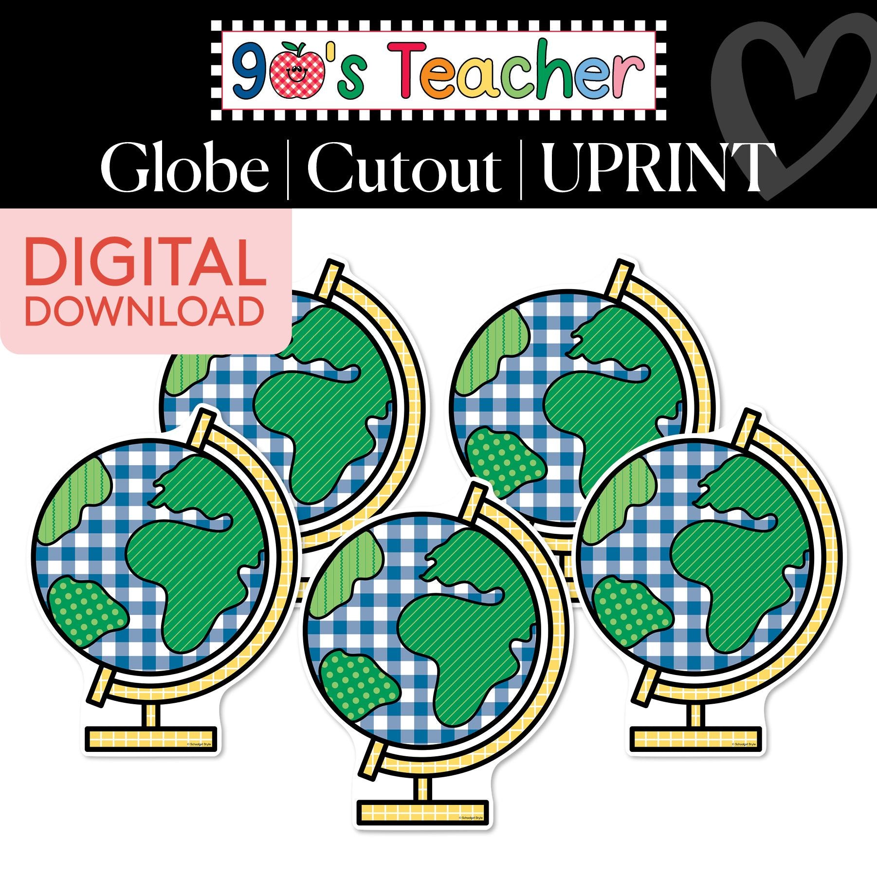 Printable Retro Globe Cutouts | 90s Teacher