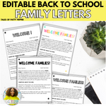 Digital Back to School Family Letters