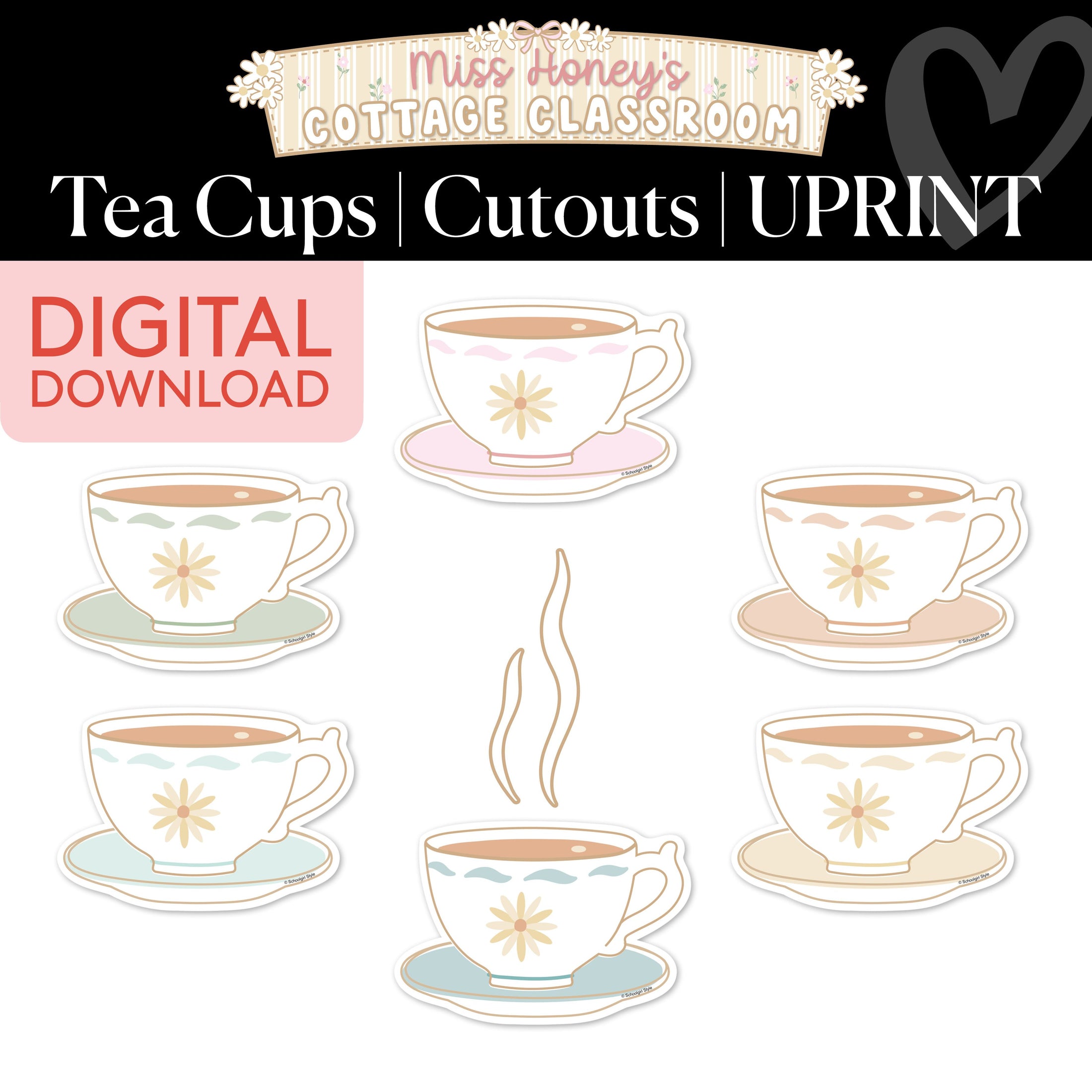 Printable Calming Teacups Cutouts | Miss Honey's Cottage Classroom