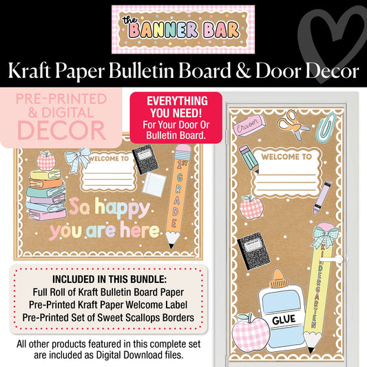 Pastel Kraft Paper Board & Door Decor Bundle | Banner Bar