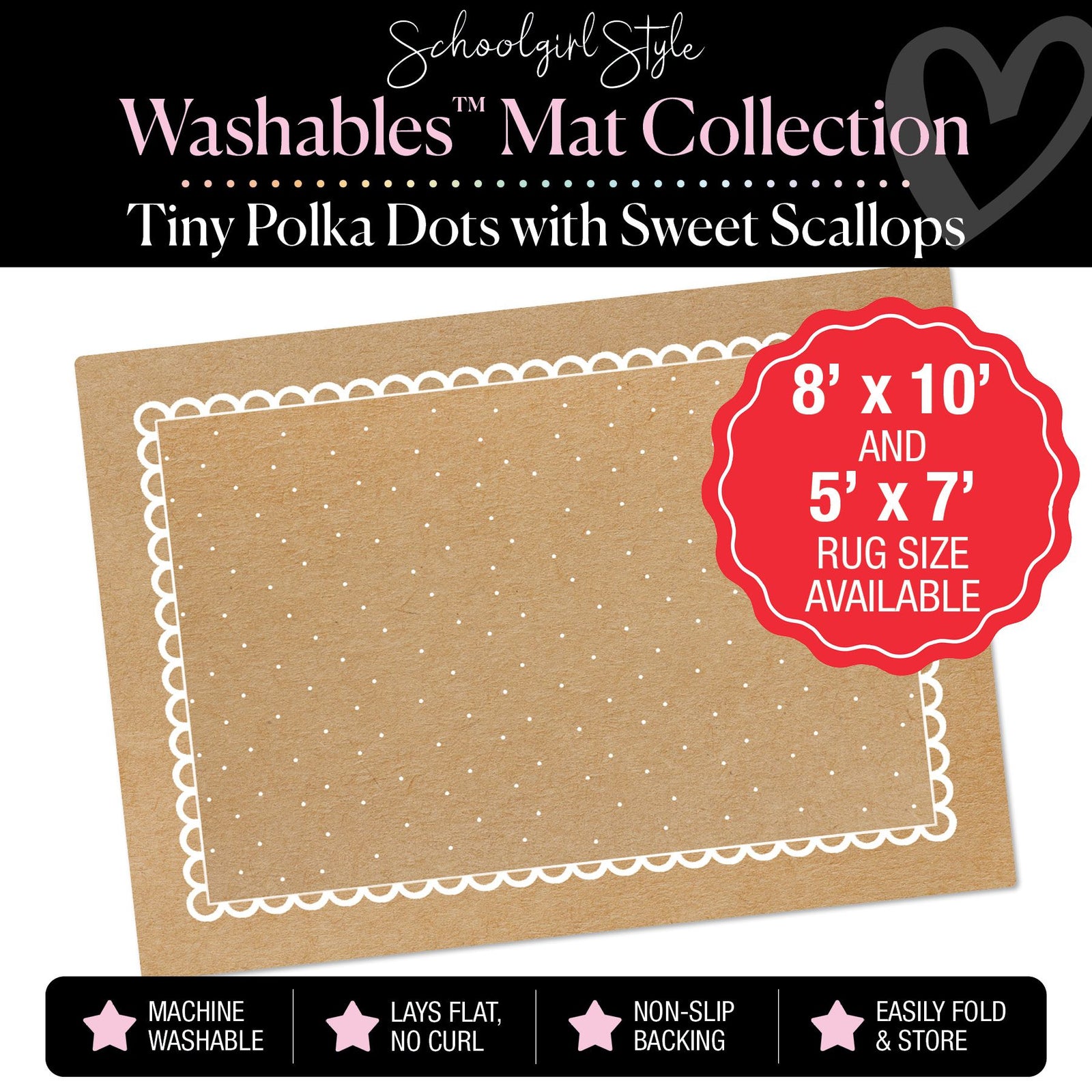 Tiny Polka Dots on Banner Backdrop Classroom Mat by Schoolgirl Style