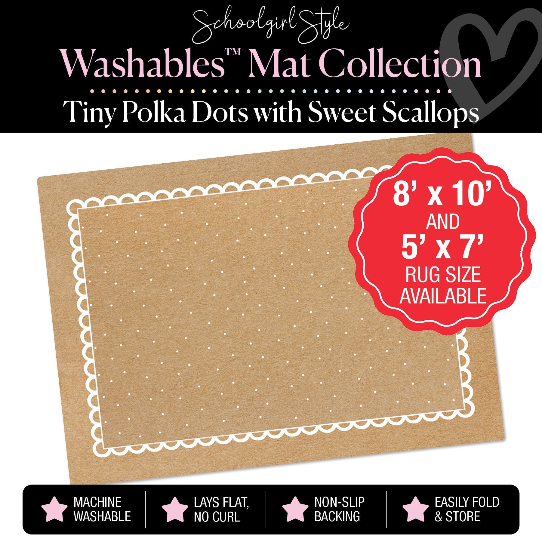 Tiny Polka Dots on Banner Backdrop Classroom Mat by Schoolgirl Style