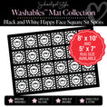 Load image into Gallery viewer, Black and White Happy Faces on Checkerboard Background Squares Sit Spot Classroom Mat by Schoolgirl Style
