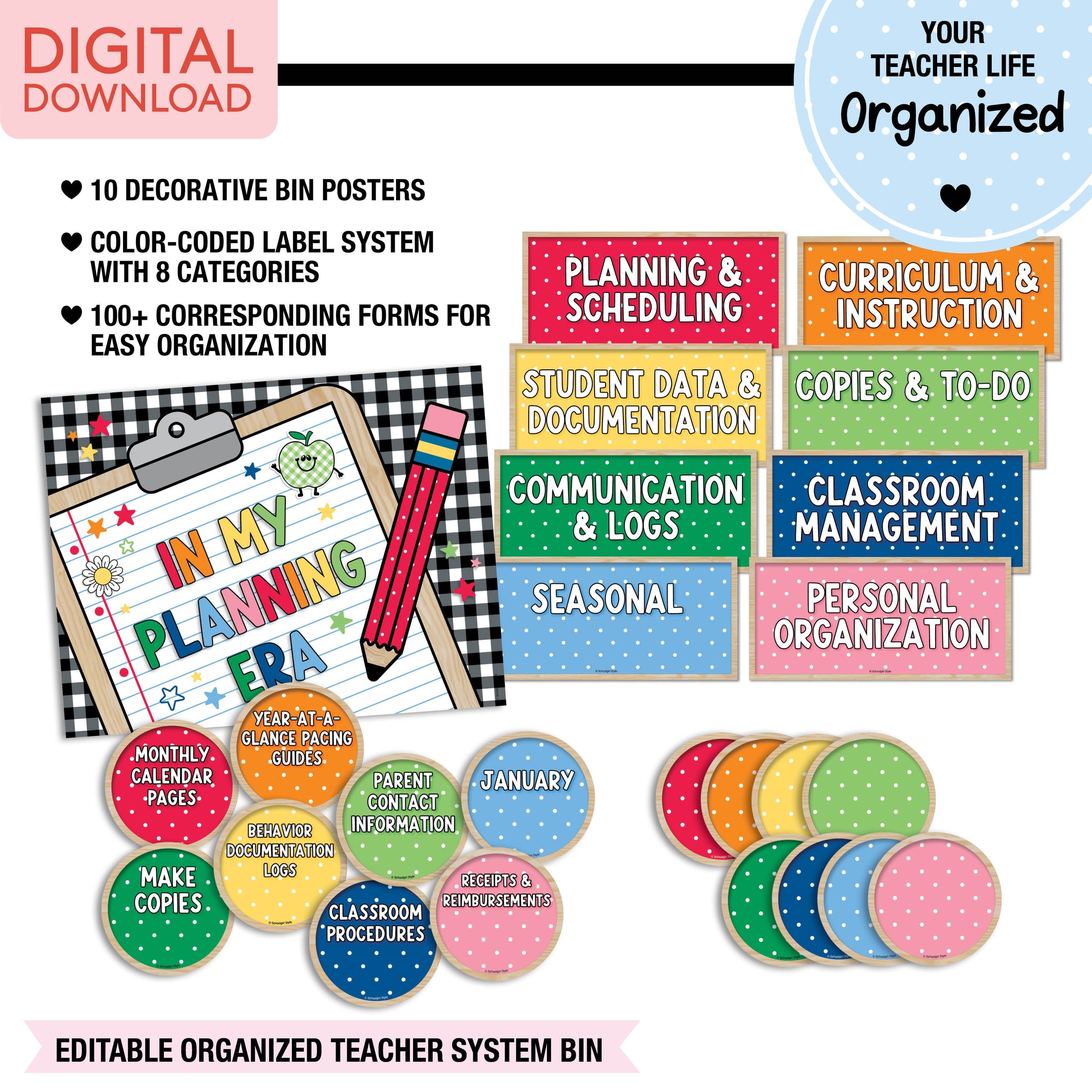 Printable Organized Teacher System Bin | 90s Teacher