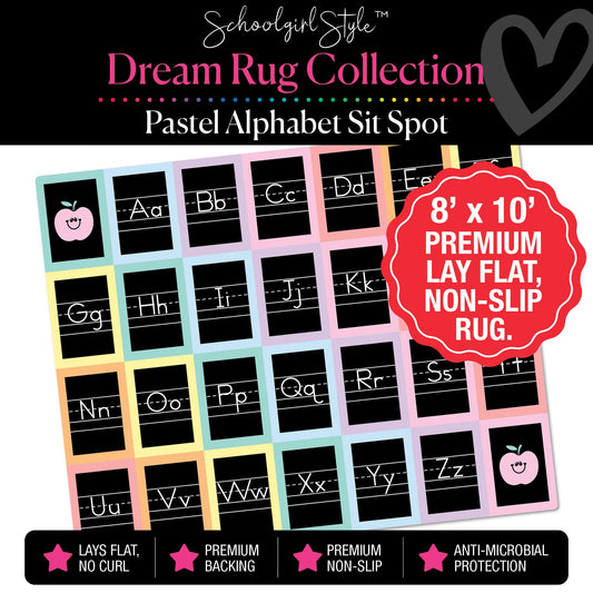 Pastel Square Alphabet Sit Spot Classroom Rug by Schoolgirl Style