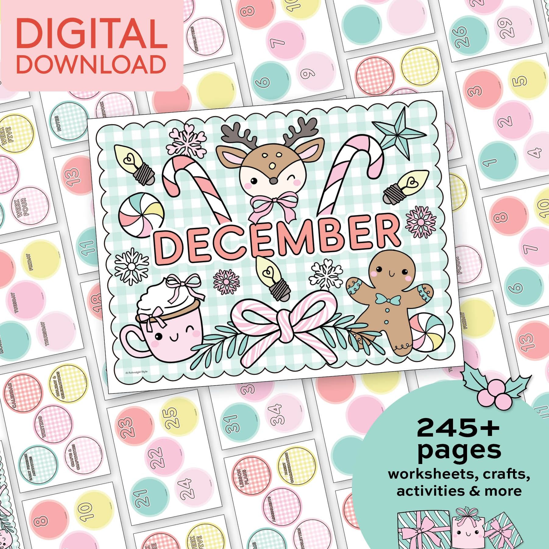 Printable First Grade December Thematic Unit Bundle