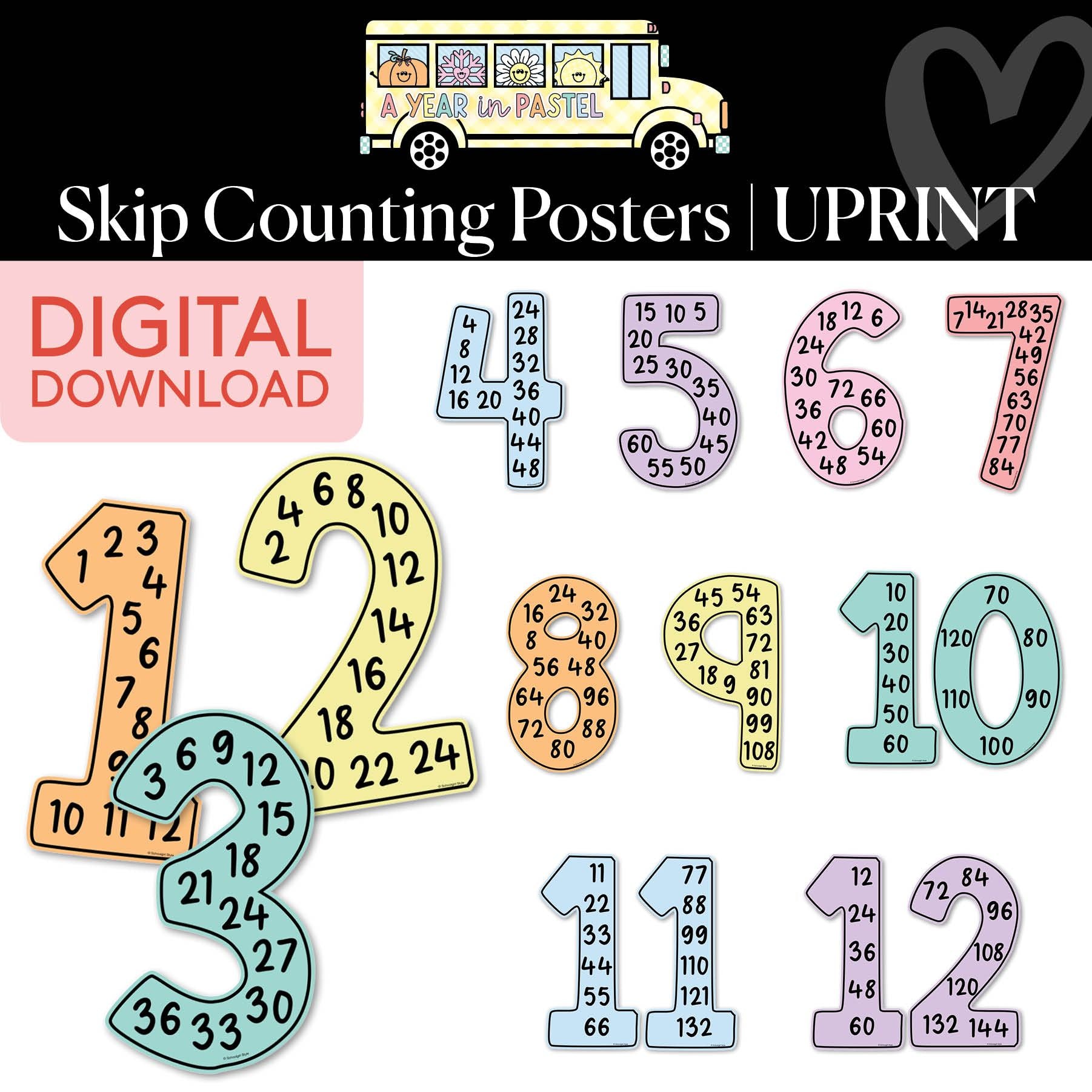 Printable Skip Counting Posters | A Year In Pastel