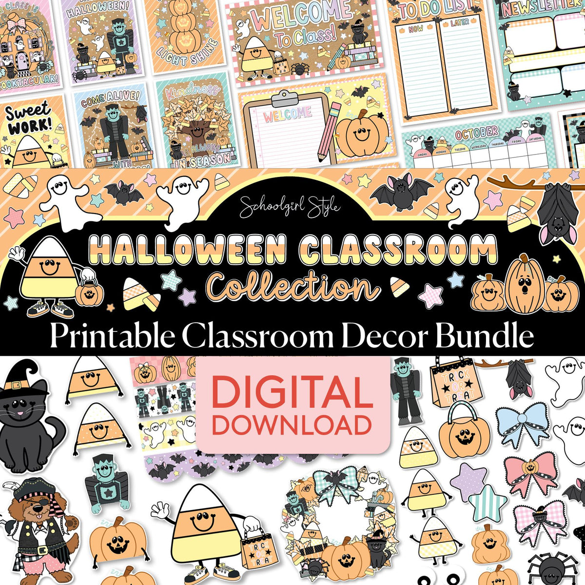 Printable Pastel Halloween Classroom Decor Bundle