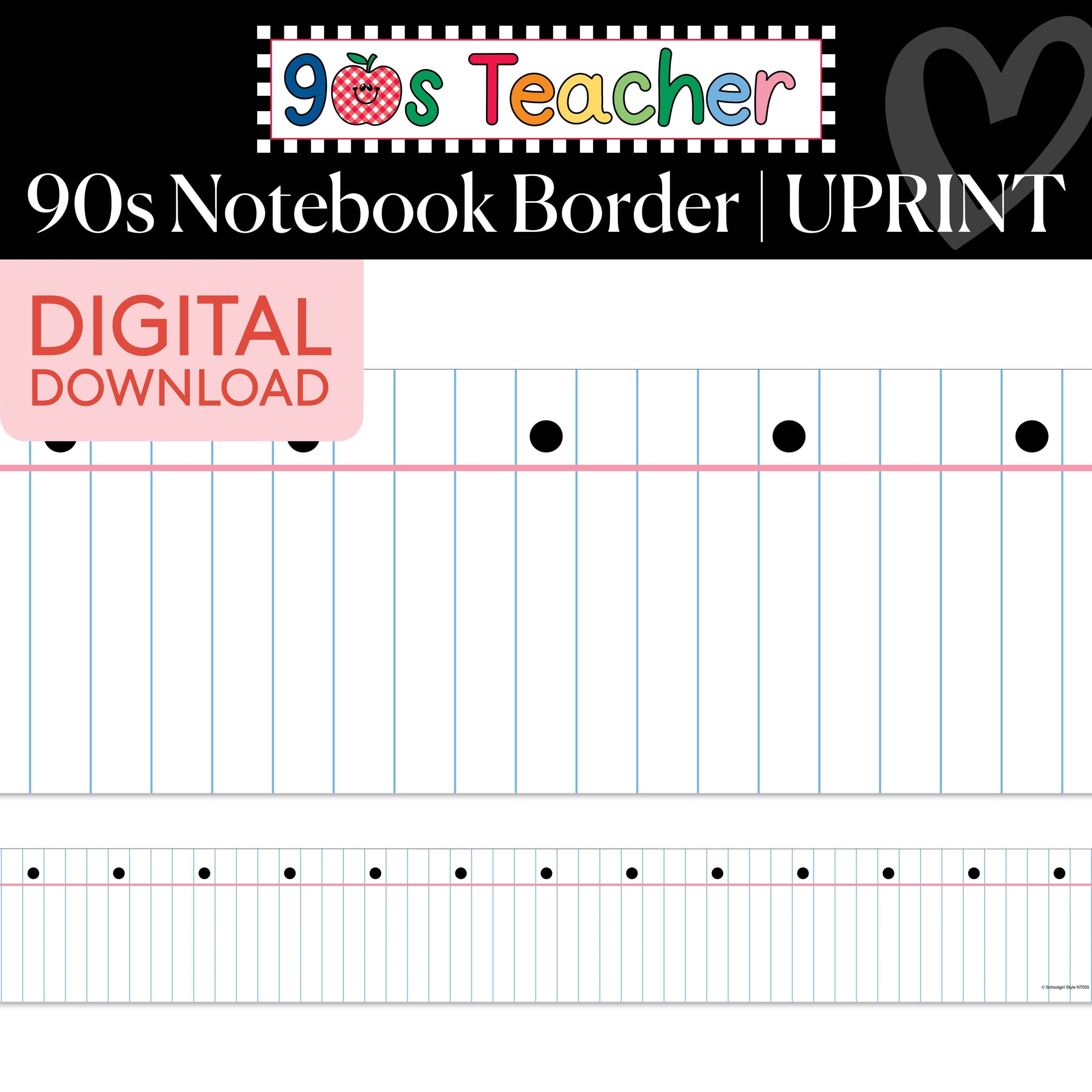 Printable Retro 90s Notebook Border | 90s Teacher