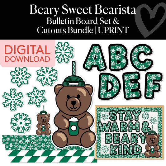 Printable Winter Beary Sweet Bearista Bulletin Board Set | Sweet Sips and Snowflakes