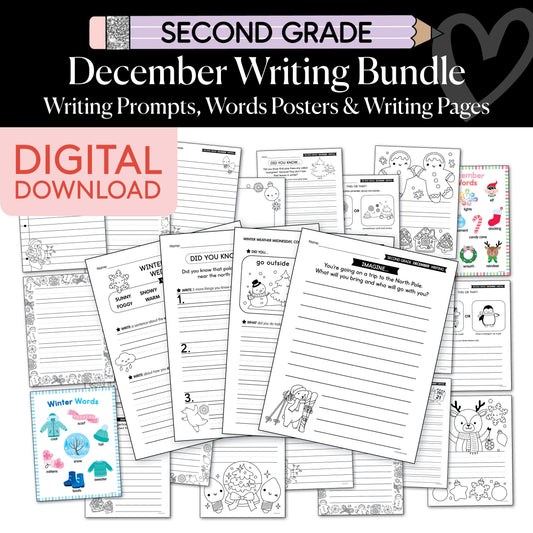 Printable Second Grade December Writing Bundle