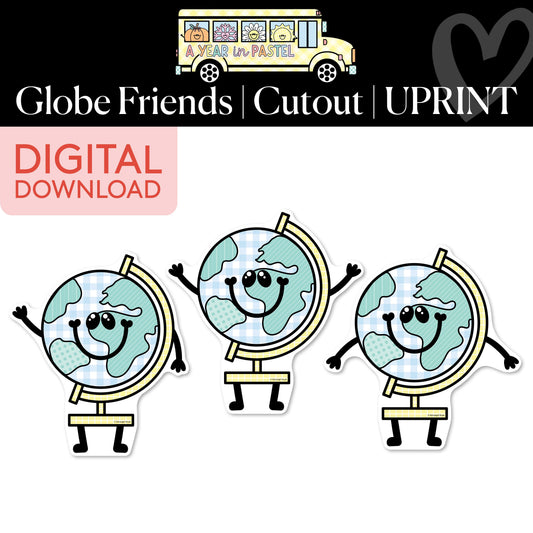 Printable Globe Friends Cutouts | A Year In Pastel