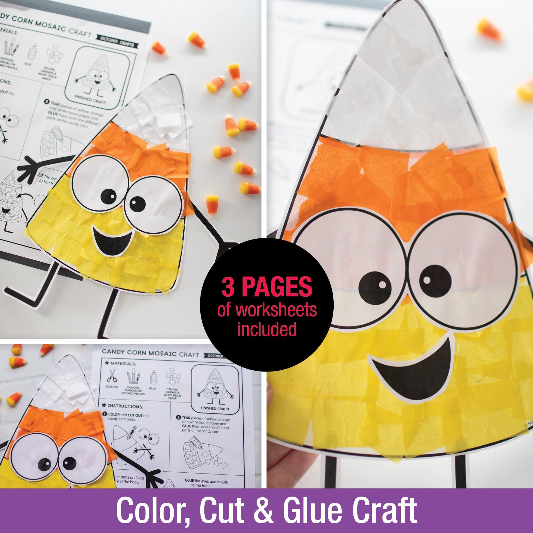 Printable Candy Corn Mosaic Craft
