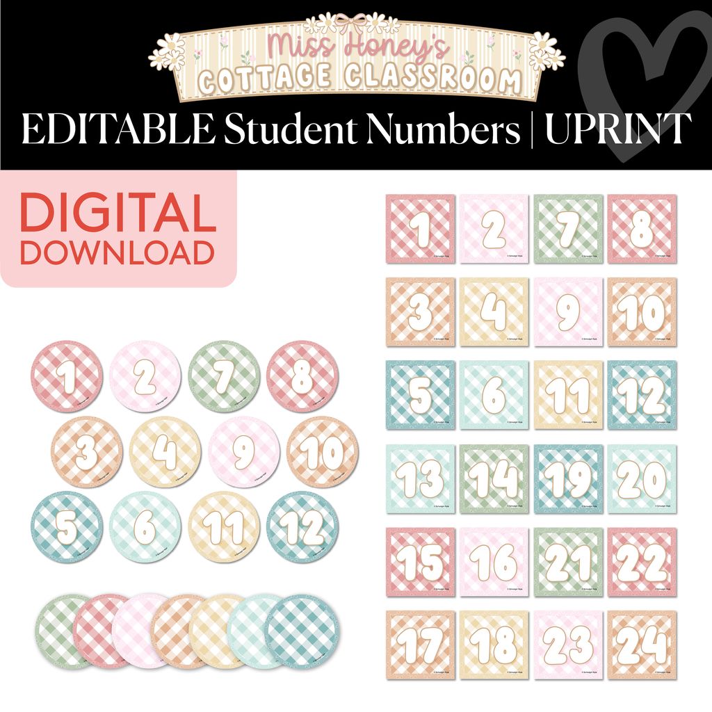 Printable Calming Editable Student Numbers | Miss Honey's Cottage Classroom