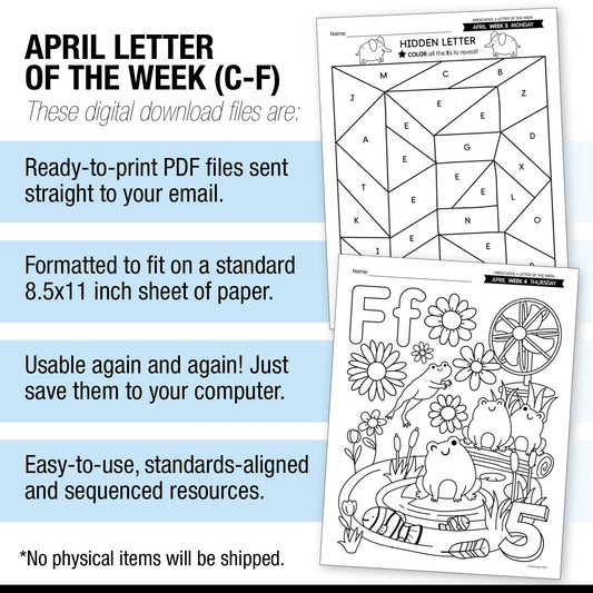 Printable Preschool April Letter of the Week