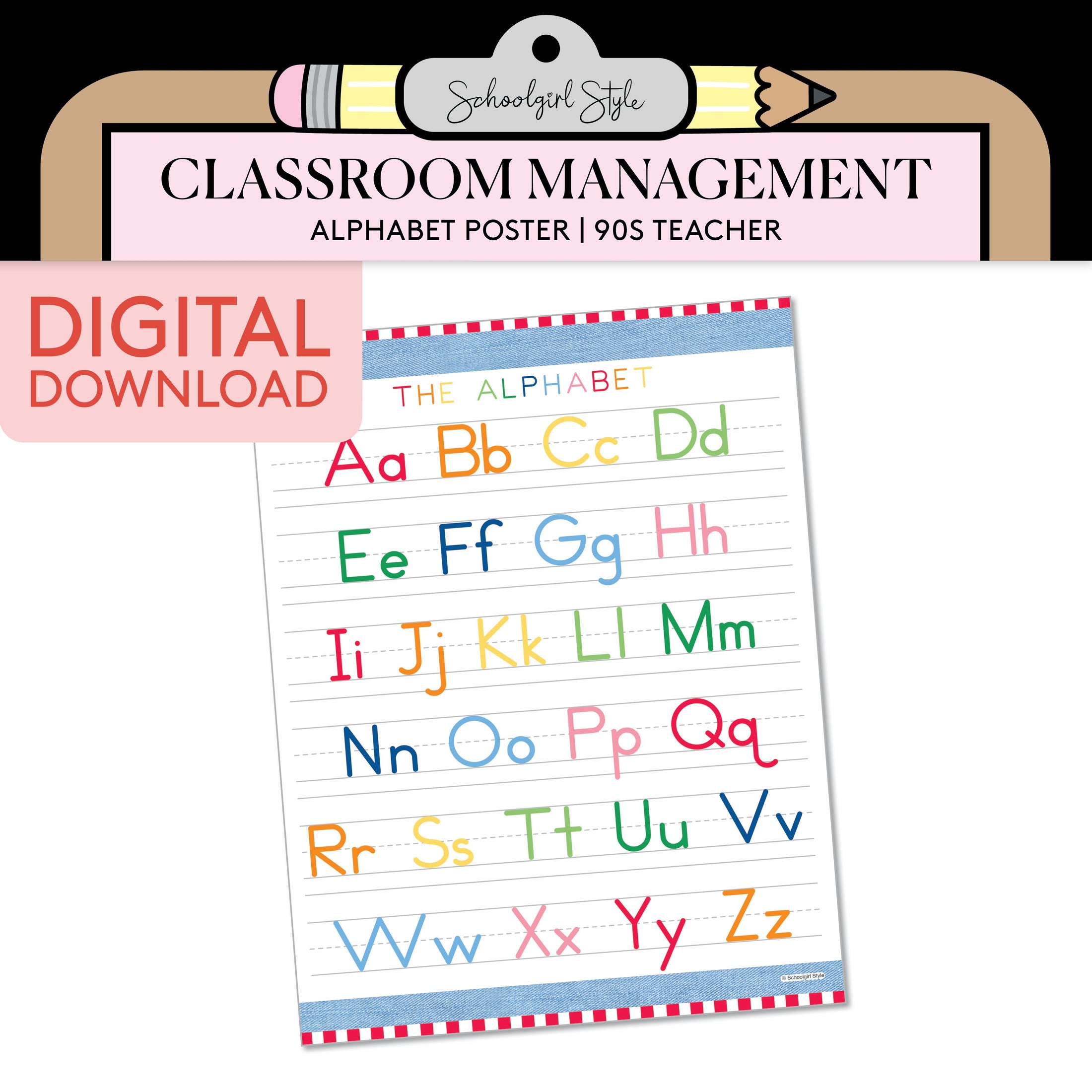 Printable Alphabet Chart | 90s Teacher